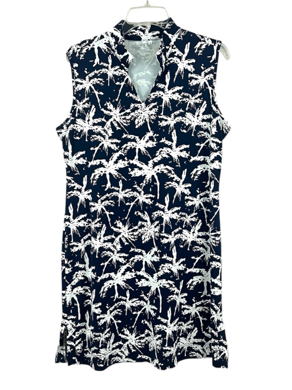 Lulu B Tropical Palm Tree Sleeveless Mandarin Collar UPF 50+ Activewear Dress